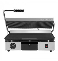 MilanToast Contact-/Paninigrill | Enkel | Glad/Gegroefd Oppervlak 430x250 (Gietijzer) | 50°C/300°C | 2.76kW (230V) | 460x380x170(h)mm
