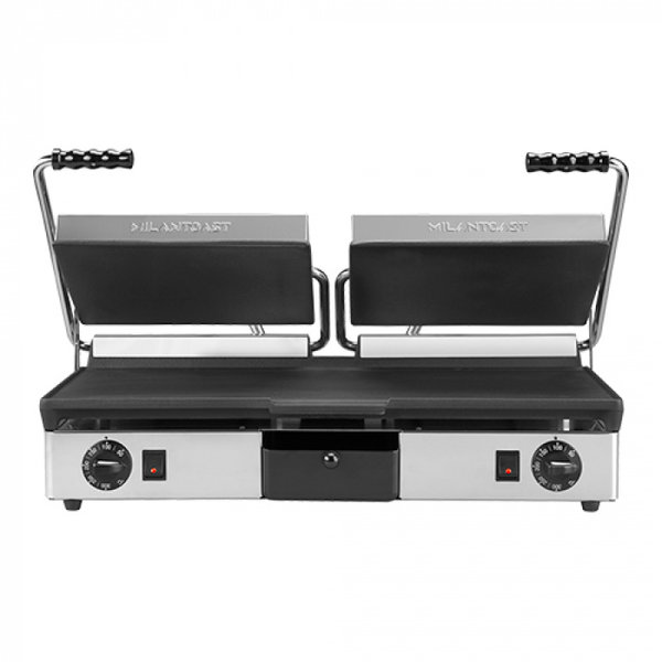 Contact-/Paninigrill | Dubbel | Glad Oppervlak 610x250 (Gietijzer) | 50°C/300°C | 3.5kW (230V) | 640x380x170(h)mm