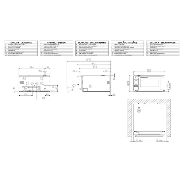 Heteluchtoven | BakerLux SHOP.Pro | 3 Niveaus (EN600x400) | Elektrisch | 30°C/260°C | 3.5kW (230V) | Bevochtiging (Automatisch) | Touchscreen | 800x811x425(h)mm