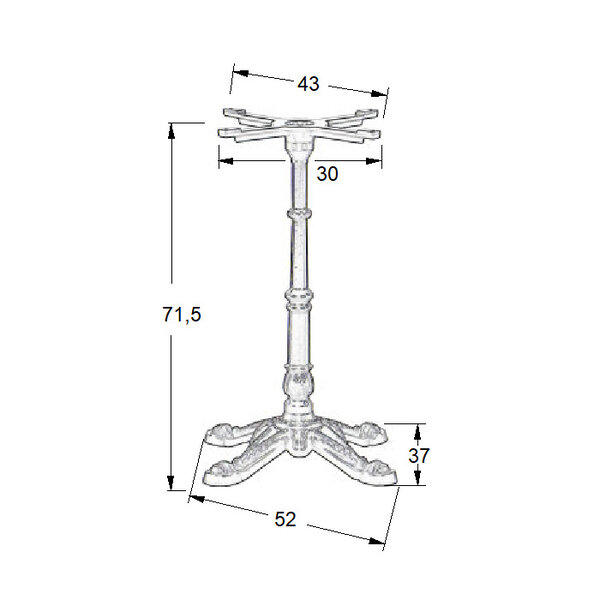 Tafelonderstel | APOLLO | Gietijzer | Zwart | 520x520x715(h)mm