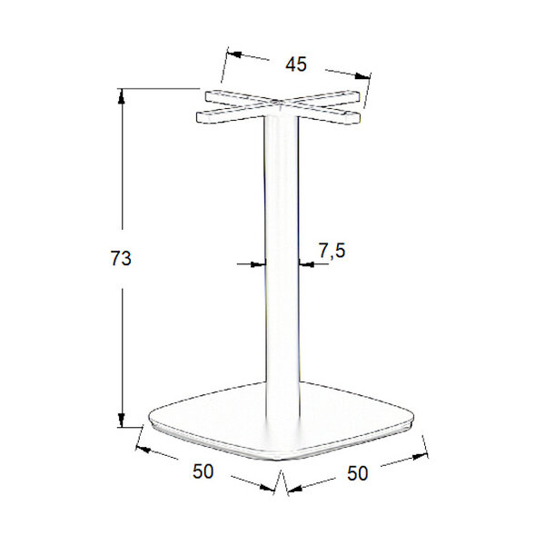Tafelonderstel | PAXXA | Staal | Zwart | Indoor | 500x500x730(h)mm