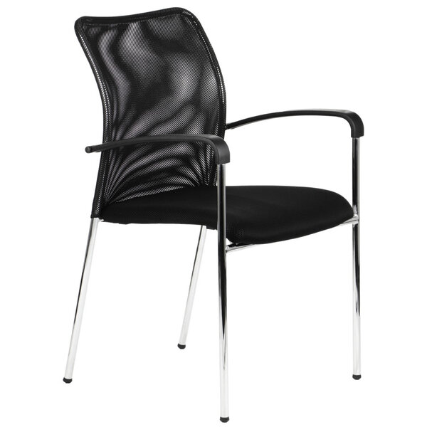 Kantoorstoel | FLAX | Zwart | Onderstel Verchroomd | Stapelbaar | 550x540x850(h)mm