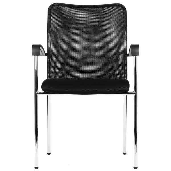 Kantoorstoel | FLAX | Zwart | Onderstel Verchroomd | Stapelbaar | 550x540x850(h)mm