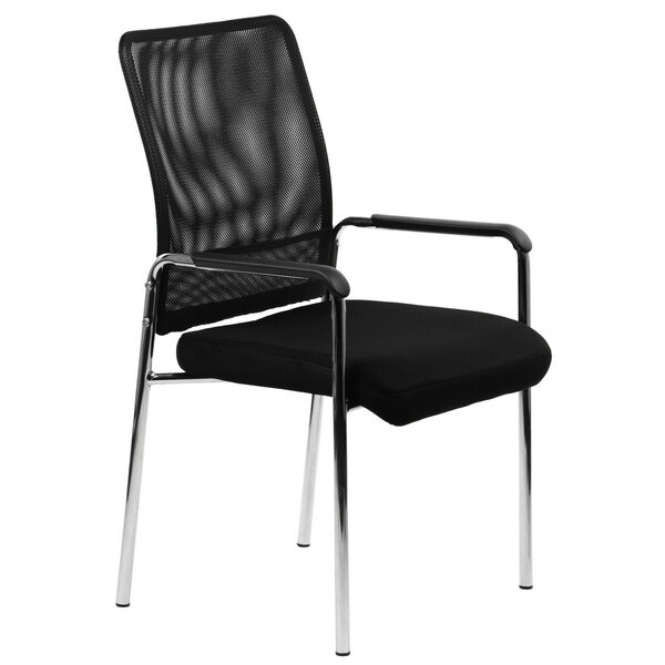 Kantoorstoel | MIROH | Zwart | Onderstel Verchroomd | 550x600x910(h)mm
