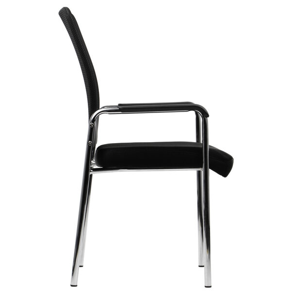 Kantoorstoel | MIROH | Zwart | Onderstel Verchroomd | 550x600x910(h)mm