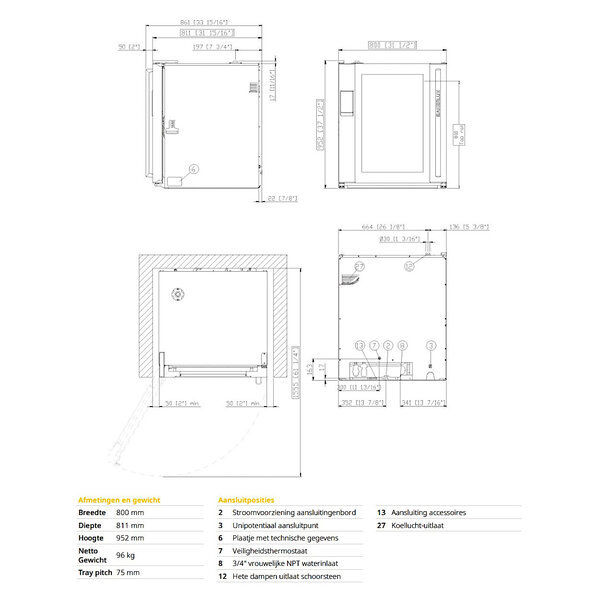 Heteluchtoven | BakerLux SHOP.Pro | 10 Niveaus (EN600x400) | Elektrisch | 30°C/260°C | 15.5kW (400V) | Bevochtiging (Automatisch) | Touchscreen | 800x811x952(h)mm