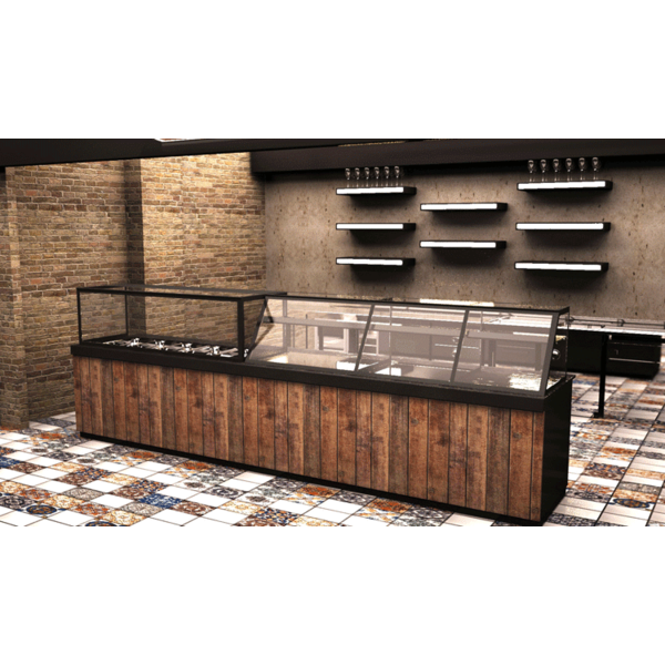 Saladette met kast element | Convectie koeling | 5x GN 1/1 - 1x GN 2/4 | 2500x850x1300(h)mm