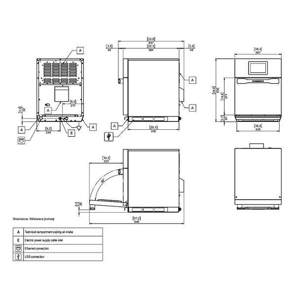 High Speed Oven | iPronti | Hetelucht + Magnetron | 3kW (230V) | Touchscreen + WiFi | 475x510x630(h)mm