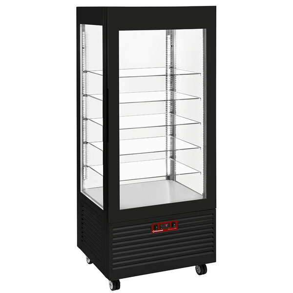 Koelvitrine | PanoramicLine | 480L | Zwart | +2°C/+10°C | Geventileerd | 6 Niveaus | Wielen | 800x630x1850(h)mm