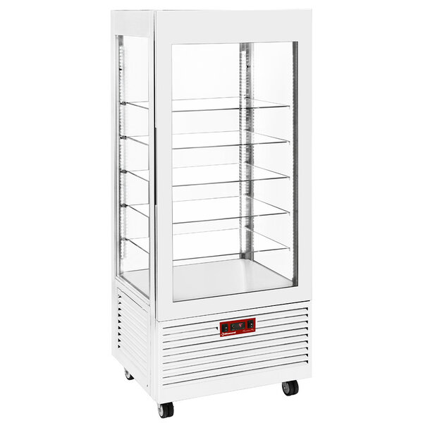 Koelvitrine | PanoramicLine | 480L | Wit | +2°C/+10°C | Geventileerd | 6 Niveaus | Wielen | 800x630x1850(h)mm