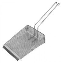 EMGA Fritesschep | RVS | Dubbel Gaas | Opstaande Rand | Schep 155x200mm | Lengte 400mm