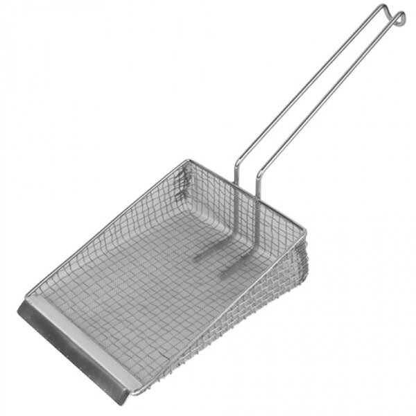 Fritesschep | RVS | Dubbel Gaas | Opstaande Rand | Schep 155x200mm | Lengte 400mm