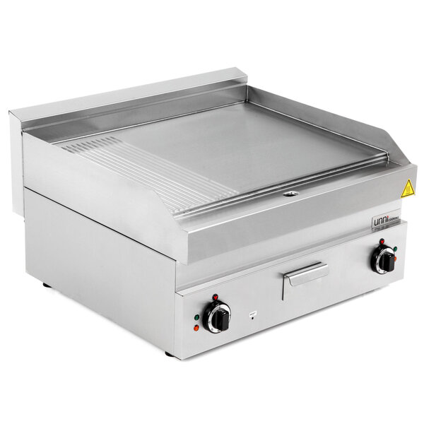 Bak-/Grillplaat | 650 SERIE | Elektrisch | Glad/Gegroefd Oppervlak 700x550 (RVS) | 50°C/300°C | 9kW (400V) | 700x650x300/540(h)mm