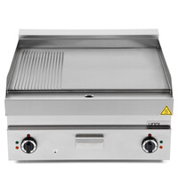 UNNI-COOKING Bak-/Grillplaat | 650 SERIE | Elektrisch | Glad/Gegroefd Oppervlak 700x550 (RVS) | 50°C/300°C | 9kW (400V) | 700x650x300/540(h)mm