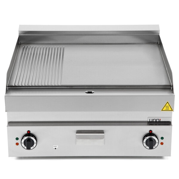 Bak-/Grillplaat | 650 SERIE | Elektrisch | Glad/Gegroefd Oppervlak 700x550 (RVS) | 50°C/300°C | 9kW (400V) | 700x650x300/540(h)mm