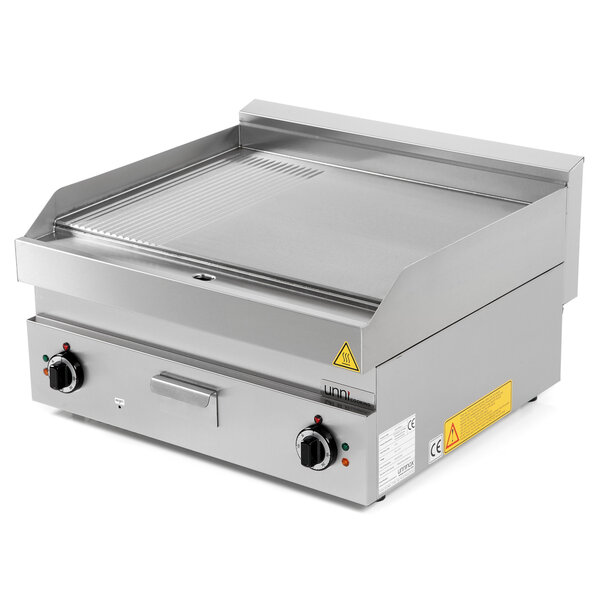 Bak-/Grillplaat | 650 SERIE | Elektrisch | Glad/Gegroefd Oppervlak 700x550 (RVS) | 50°C/300°C | 9kW (400V) | 700x650x300/540(h)mm