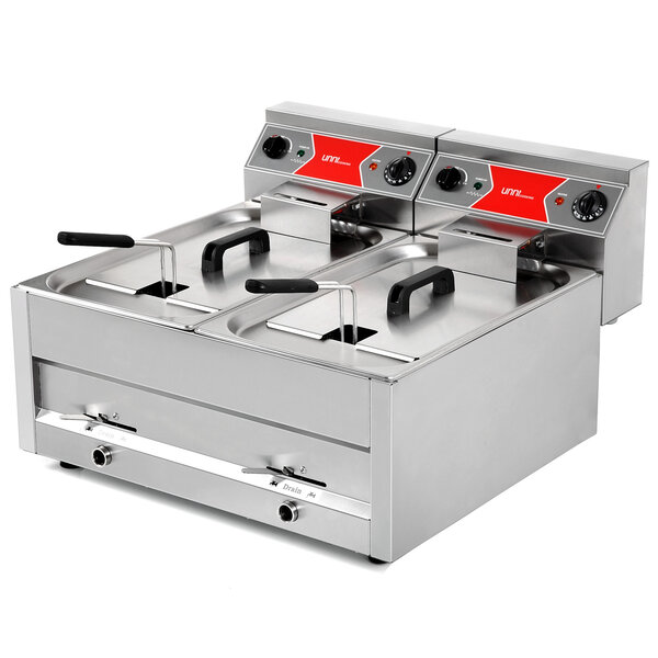 Friteuse | Elektrisch | 12+12L | 60°C/200°C | 18kW (400V) | Aftapkranen | 700x650x410/550(h)mm