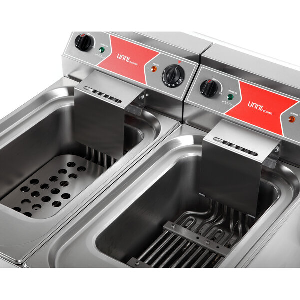 Friteuse | Elektrisch | 12+12L | 60°C/200°C | 18kW (400V) | Aftapkranen | 700x650x410/550(h)mm