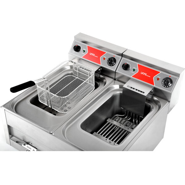 Friteuse | Elektrisch | 12+12L | 60°C/200°C | 18kW (400V) | Aftapkranen | 700x650x410/550(h)mm