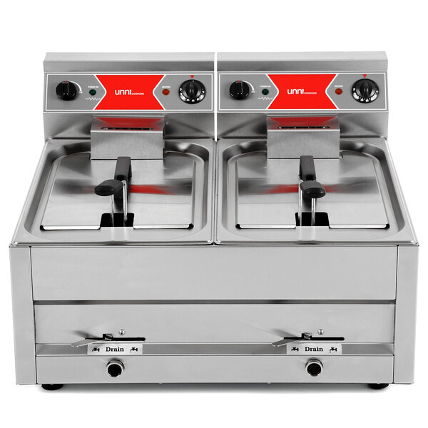 Friteuse | Elektrisch | 12+12L | 60°C/200°C | 18kW (400V) | Aftapkranen | 700x650x410/550(h)mm