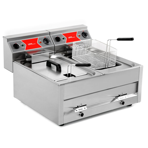 Friteuse | Elektrisch | 12+12L | 60°C/200°C | 18kW (400V) | Aftapkranen | 700x650x410/550(h)mm
