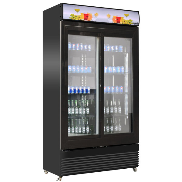 Koelkast | 780L | Zwart | +2°C/+10°C | Geforceerd | Schuifdeuren | Wielen (Geremd) | 1120x595x2100(h)mm