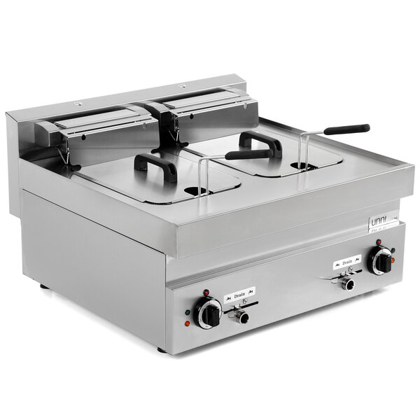 Horeca friteuse | 650 SERIE | Elektrisch | 10+10L | 100°C/180°C | 15kW (400V) | Aftapkranen | 700x650x350/540(h)mm