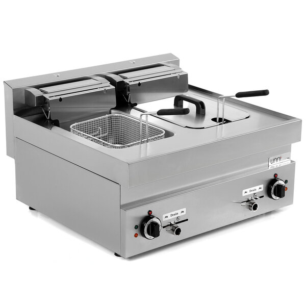 Horeca friteuse | 650 SERIE | Elektrisch | 10+10L | 100°C/180°C | 15kW (400V) | Aftapkranen | 700x650x350/540(h)mm