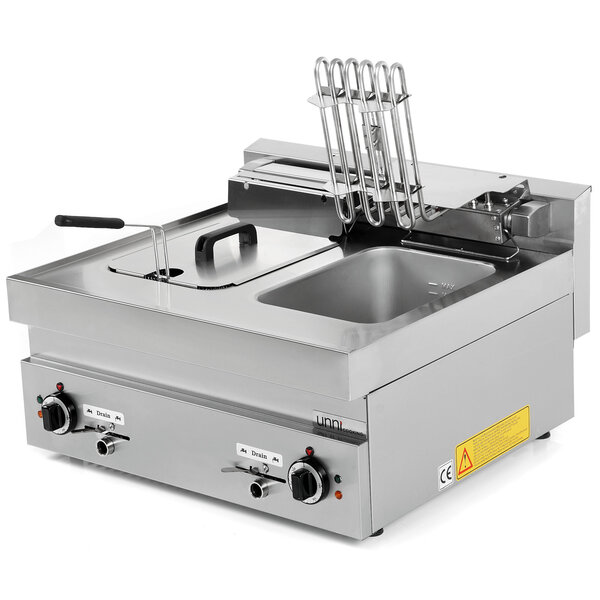 Horeca friteuse | 650 SERIE | Elektrisch | 10+10L | 100°C/180°C | 15kW (400V) | Aftapkranen | 700x650x350/540(h)mm