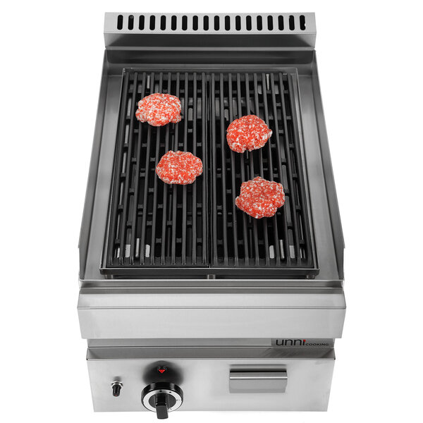 Lavasteengrill | 650 SERIE | Gas | Oppervlak 330x500 (Gietijzer) | 80°C/300°C | 5.5kW | Piëzo Ontsteking | 400x650x300/540(h)mm