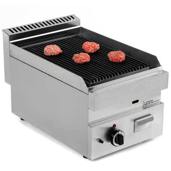 Lavasteengrill | 650 SERIE | Gas | Oppervlak 330x500 (Gietijzer) | 80°C/300°C | 5.5kW | Piëzo Ontsteking | 400x650x300/540(h)mm
