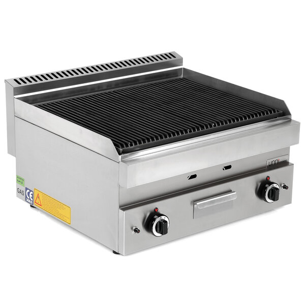Lavasteengrill | 650 SERIE | Gas | Oppervlak 660x500 (Gietijzer) | 80°C/300°C | 11kW | Piëzo Ontsteking | 700x650x300/540(h)mm