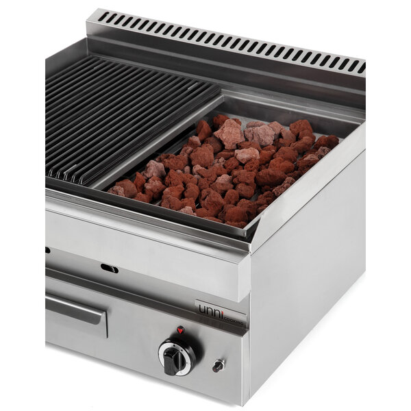 Lavasteengrill | 650 SERIE | Gas | Oppervlak 660x500 (Gietijzer) | 80°C/300°C | 11kW | Piëzo Ontsteking | 700x650x300/540(h)mm