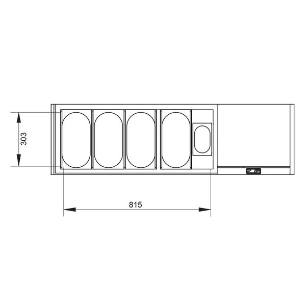 Opzetkoelvitrine | 4x 1/3 GN + 1x 1/9 GN | 0°C/+8°C | 1330x384x387/401(h)mm