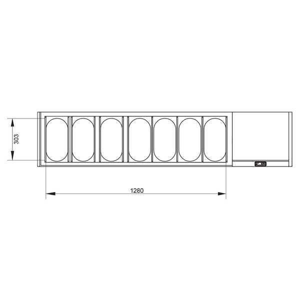 Opzetkoelvitrine | 7x 1/3 GN | 0°C/+8°C | 1795x384x387/401(h)mm