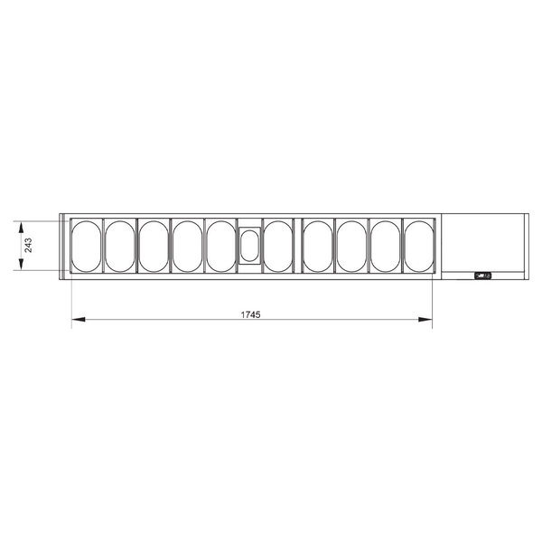 Opzetkoelvitrine | 10x 1/4 GN + 1x 1/9 GN | 0°C/+8°C | 2260x324x387/401(h)mm