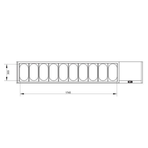 Opzetkoelvitrine | 10x 1/3 GN | 0°C/+8°C | 2260x384x387/401(h)mm