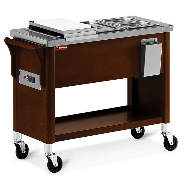 Bain-Marie Wagen | Houtlook (Wengé) | 3x 1/2 GN | 1.95kW (230V) | 1040x400x870(h)mm