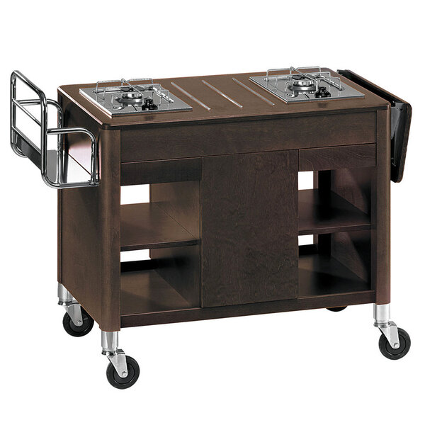 Flambeerwagen | Gas | 2 Branders | Houtlook (Wengé) | 1115x1320x810(h)mm
