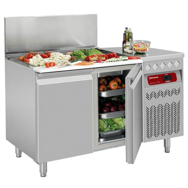Saladette | 260L | 2 Deuren (1/1 GN) | Boven 1x 1/1 GN + 2x 1/2 GN + 3x 1/9 GN |  +2°C/+8°C | Statisch/Geventileerd | 0.16kW | Klapdeksel | 1330x700x866/960(h)mm
