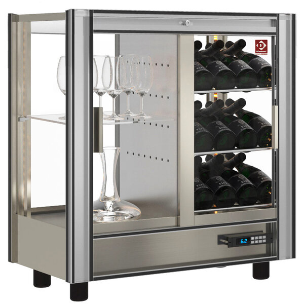 Wijnkoelvitrine | Doorgeefsysteem | 216L (64x 75cl) | Aluminium | +4°C/+16°C | 860x530x938(h)mm