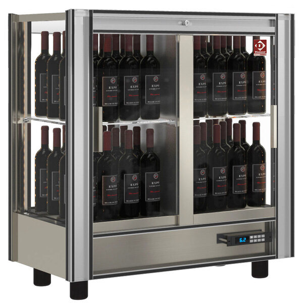 Wijnkoelvitrine | Doorgeefsysteem | 216L (64x 75cl) | Aluminium | +4°C/+16°C | 860x530x938(h)mm