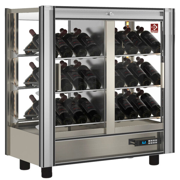 Wijnkoelvitrine | Doorgeefsysteem | 216L (42x 75cl) | Aluminium | +4°C/+16°C | 860x530x938(h)mm