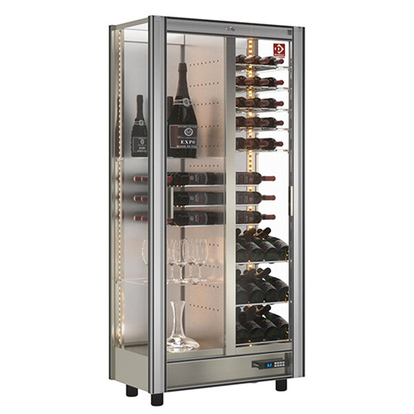 Wijnkoelvitrine | 530L (128x 75cl) | Aluminium | +4°C/+16°C | 860x530x1851(h)mm