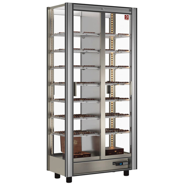 Chocoladevitrine | Doorgeefsysteem | 530L | Aluminium | +14°C/+16°C | 8 Niveaus | 860x530x1851(h)mm