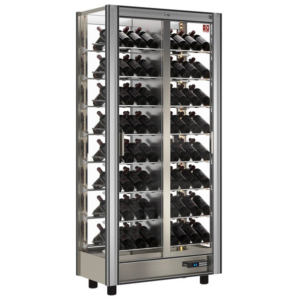 Wijnkoelvitrine | Doorgeefsysteem | 530L (112x 75cl) | Aluminium | +4°C/+16°C | 860x530x1851(h)mm