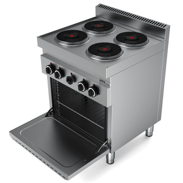 Fornuis + Heteluchtoven | Elektrisch/Gas | 4 Kookpunten | 10.4kW (400V) + 4kW | 700x700x850(h)mm