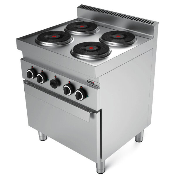 Fornuis + Heteluchtoven | Elektrisch/Gas | 4 Kookpunten | 10.4kW (400V) + 4kW | 700x700x850(h)mm