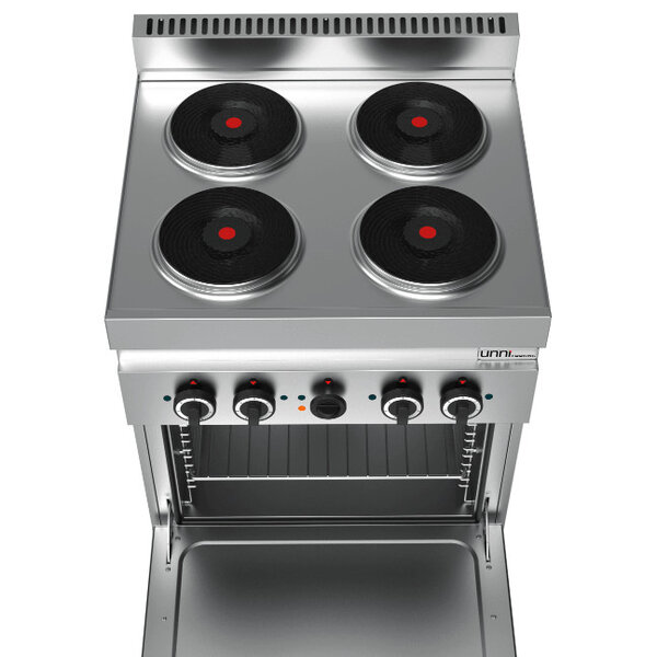 Fornuis + Heteluchtoven | Elektrisch/Gas | 4 Kookpunten | 10.4kW (400V) + 4kW | 700x700x850(h)mm