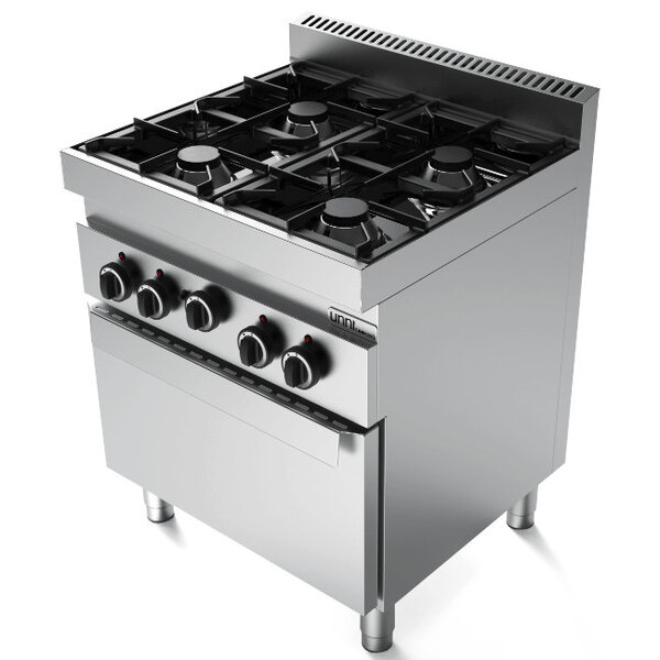 Fornuis + Heteluchtoven | Gas | 4 Branders | 26kW + 5kW | 700x700x850(h)mm